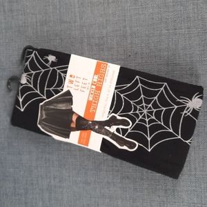 Thigh High Socks Halloween Black White Spider Web Printed Quick Easy Costume NWT